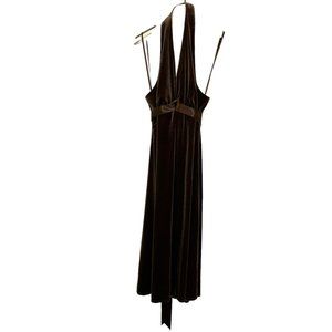 bcbg maxazria brown velvet halter party dress M